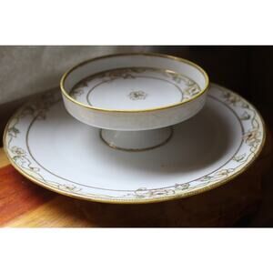 Nippon Two Tiered Serving Plate - Gold Moriage